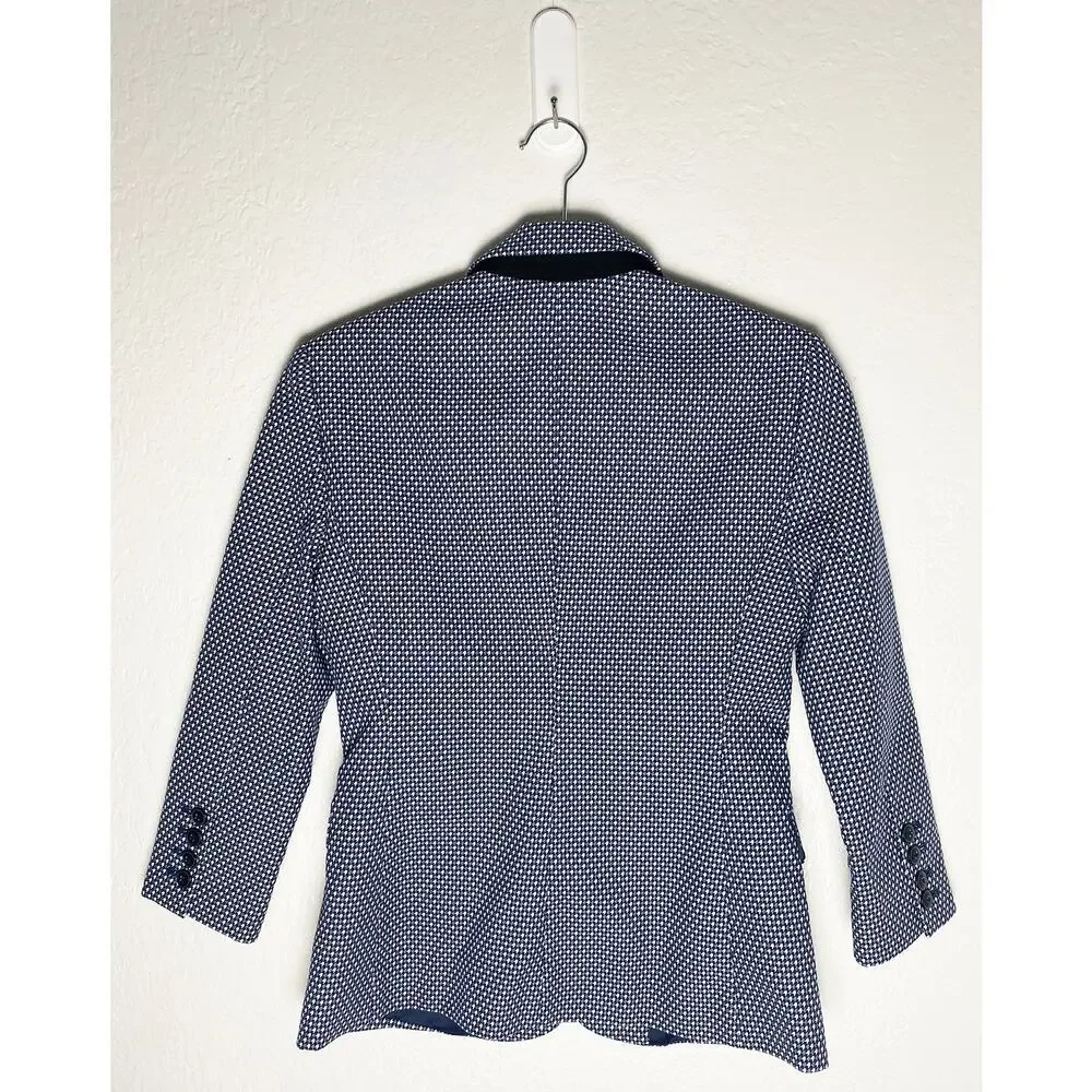 ATM Anthony Thomas Melillo Women's School Boy Jacket Navy White 3/4 Sleeves 0 XS